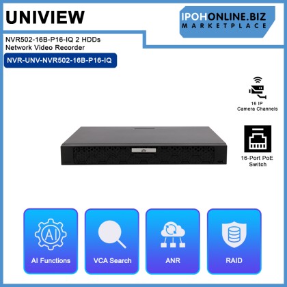 UNV UNIVIEW NVR502-16B-P16-IQ 2 HDDs 16-Ch 16-POE Network Video Recorder UNV UNIVIEW NVR502-16B-P16-IQ 2 HDDs 16-Ch 16-POE Network Video Recorder